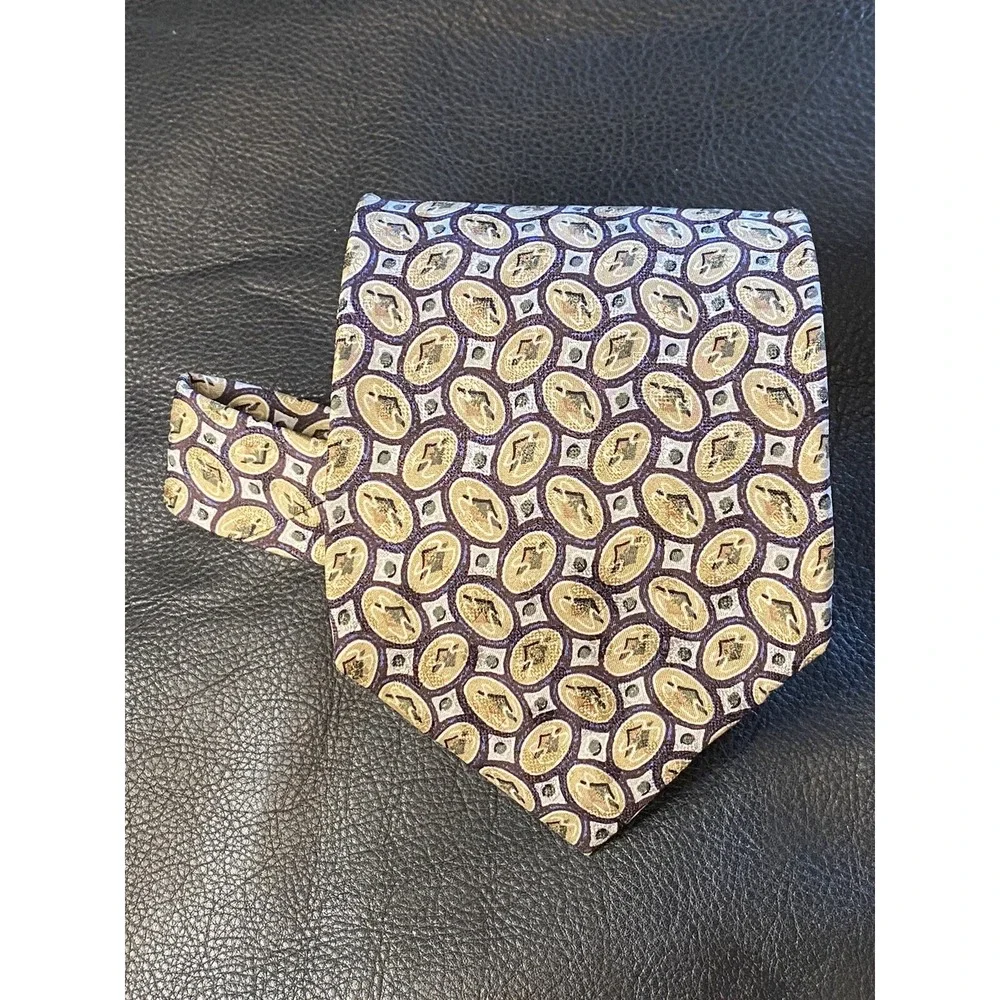 Calvin Klein,100% Silk,Men's Neck Tie,USA Made Multicolor Oval Geometric